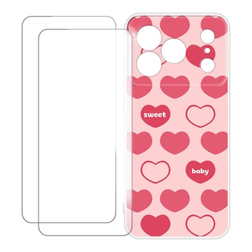 Doogee Note 56 Lite 4G�ƌ݊��������� �X�N���[���v���e�N�^�[�ƃP�[�X - �s���N�̃n�[�g | 6.56" 2-in-1�o���h���A�v�����gTPU�J�o�[�{2�����苭���K���X�t�B�����A�ϏՌ��ی�L�b�g
