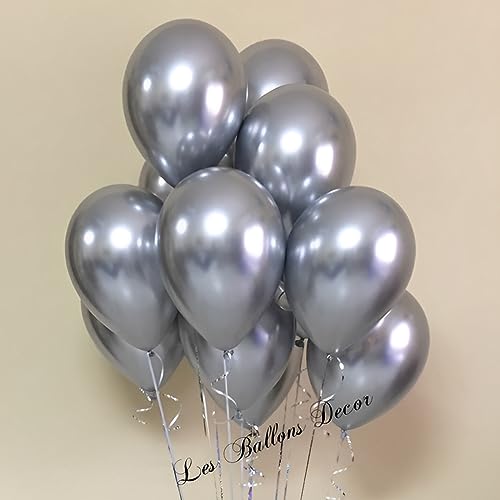 Image of Voircoloria 110pcs Metallic Silver Balloons 12inch Chrome Silver Latex Party Balloons for Graduation, Wedding, Birthday, New Year, Baby Shower, Anniversary, Holiday Party Decorations