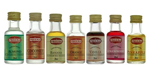 7 x ESSENCE - STRAWBERRY ESSENCE, ORANGE ESSENCE, VANILLA ESSENCE, PINEAPPLE ESSENCE, COCONUT ESSENCE, BANANA ESSENCE, ALMOND ESSENCE EXTRACT LIQUID COOKING FOOD CAKES BAKING FLAVOUR MAY VARY