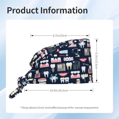 Image of Surgical Caps Men Women, Scrub Cap with Sweatband Adjustable