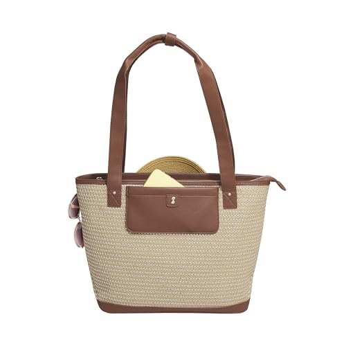 Sac fourre-tout en raphia brun clair Stackers tressé à la main
