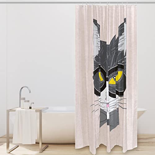 Rideau de douche chat à lunettes coloré 183x183 cm étanche - 3