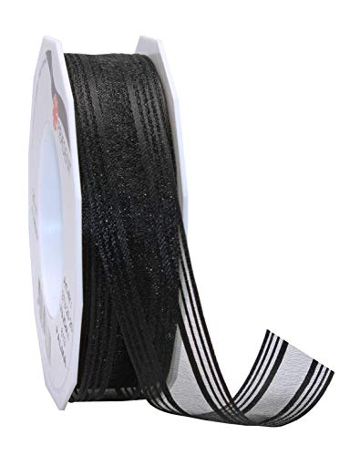 Unbekannt Wire Edge Ribbon, Black, 20 m-25 mm, 20 m - 25 mm