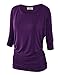 MBJ Womens 3/4 Sleeve Drape Top with Side Shirring - Made in USA