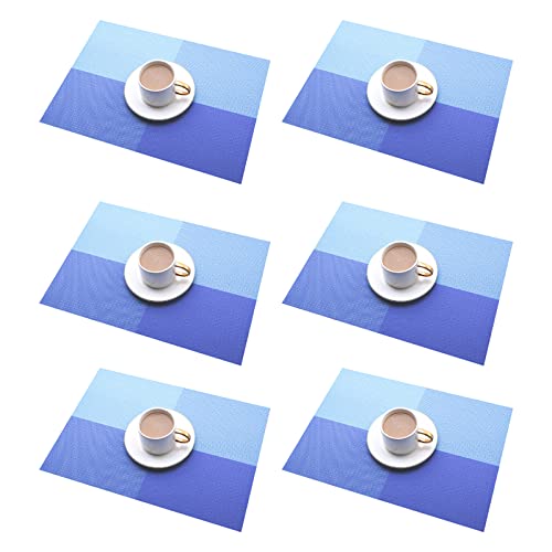 Set de table anti-tache bleu en PVC lavable pour table protégée