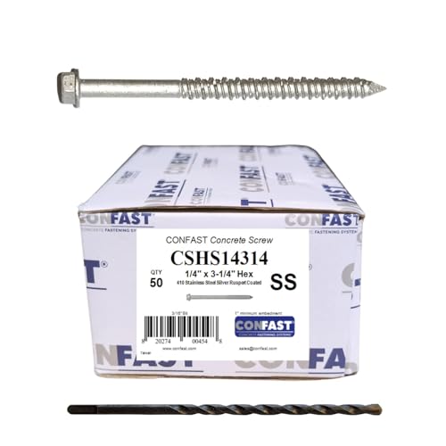 CONFAST 1/4 x 3-1/4 Stainless Steel Concrete Screw
