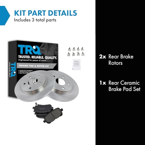 Image of TRQ Rear Brake Pad and Rotor Set Ceramic Solid Rotors