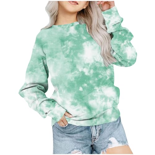 Tie Dye Sweatshirts For Girls Cute Long Sleeve Crewneck Fleece Pullovers Casual Graphic Teens Sweaters 1-12 Years
