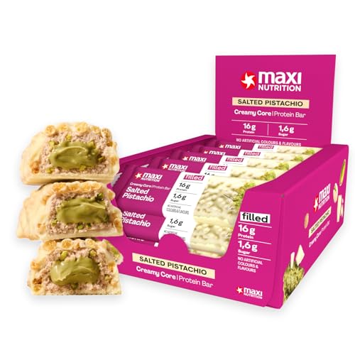 MaxiNutrition Creamy Core Protein Bar Salted Pistachio 12 x 45 g 35% Eiweiß 16 g Protein je Riegel ohne Zuckerzusatz ohne künstliche Aromen