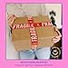 Fragile Packing Tape with Pink Dispenser – Please Be Gentle Red & Pink Design, 1.88