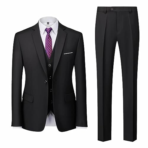 Men's Suit Slim Fit 3 Piece Wedding Suits for Men Peak Lapel One Button Solid Tuxedo Jacket Blazer Vest Pants Set4