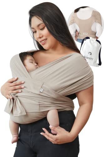Image of Konny Original Baby Carrier SoftBreeze Luxury Carrier Wrap, Easy to Wear Baby Wrap Carrier, Perfect Essentials Cloths for Newborn Babies up to 44 lbs, (Beige, XS)