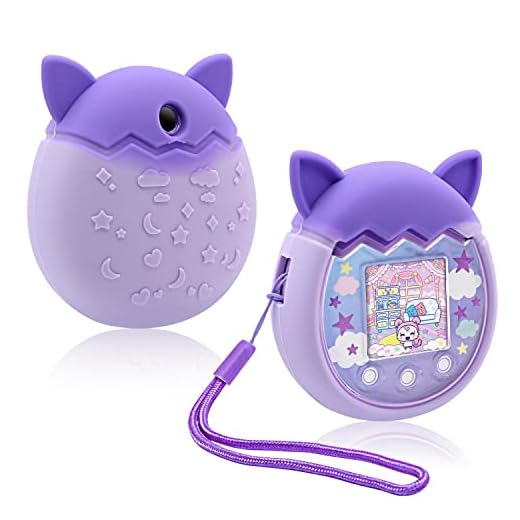 Winceed Silicone Case for Tamagotchi Pix Virtual Pet Game Machine, Protective Cover for Tamagotchi Pix Sleeve Protector Skin with Hand Strap (Purple)