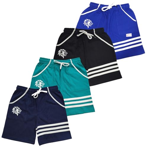 Image of TICOSS Boys Pack of 4 Cotton Blend Striped Shorts