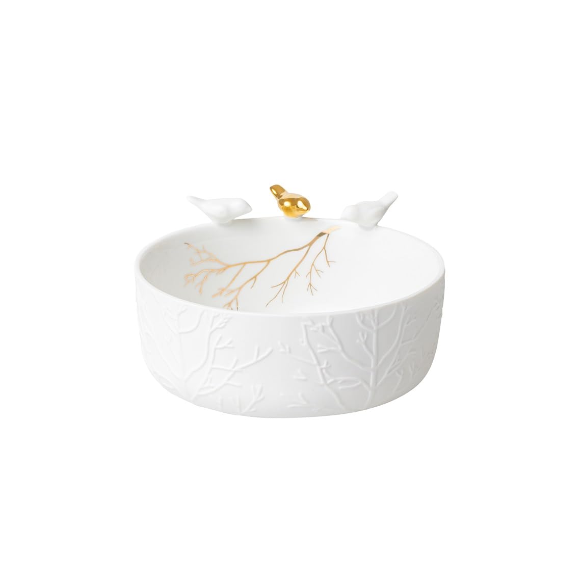 Bol en porcelaine oiseaux or haut de gamme signé Räder Porzellangeschichten