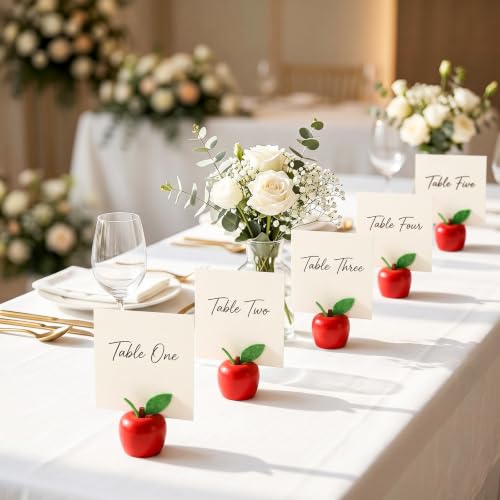 Image of Leinuosen 24 Pcs Red Apple Place Card Holders Resin Table Name Stand
