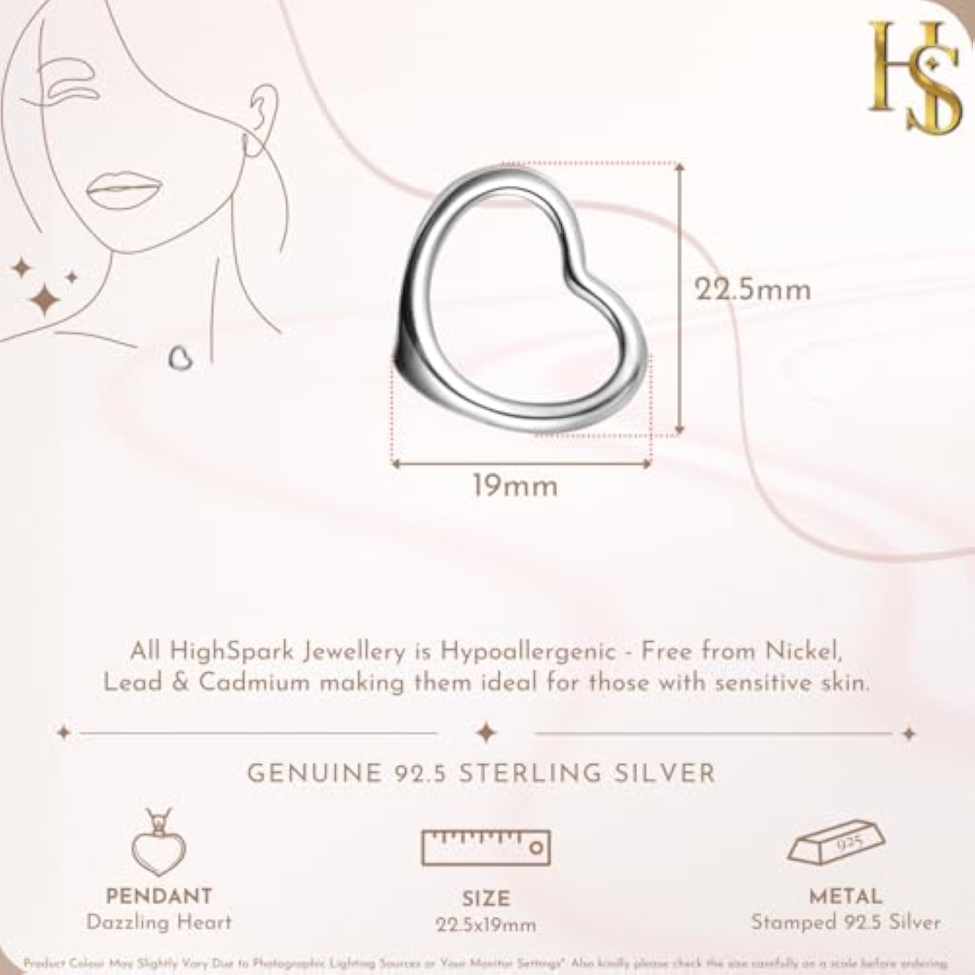 Women's Heart Pendant in 92.5 Sterling Silver