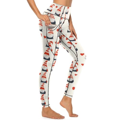 Legging nain de cœur pour femme : pantalon de yoga taille haute stretch avec poches