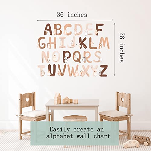 Neutral Animal Alphabet Wall Decals - 6-Inch Large Alphabet Letters For Wall | 26 English Abc Wall Stickers For Kids Featuring Cute Watercolor Animals | Perfect Abc Wall Decor For Neutral Nursery, Earthy Playroom, Or Boho Classroom Decor #TOP3