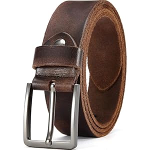 DOOPAI Men’s Genuine Leather Casual Belt -Full Grain Leather Belt for Men- 1.5″ Handmade Jeans Belt with Gift Box