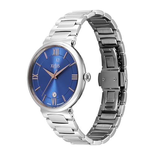 Image of Xylys Quartz Analog with Date Blue Dial Silver Stainless Steel Strap Watch for Men