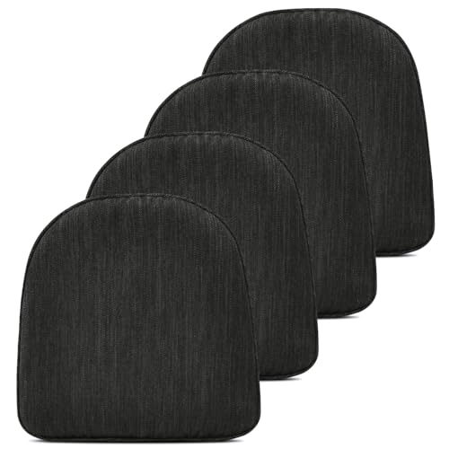Image of baibu Set of 4 Memory Foam Dual-Layer Design Metal Dining Chair Pads Bar Stool Cushion with Ties for Metal Chairs or Bar Stools - 4 Cushions Only (Gray Black, 14x14x1.5in)