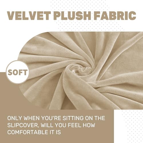 Image of ZNSAYOTX Stretch Velvet Recliner Cover 4-Pieces, Thick Soft Recliner Chair Slipcover with Pocket, Non-Slip Elastic Bottom for Kids Pets, Luxury Plush Reclining Protector Comfy Washable (Camel)