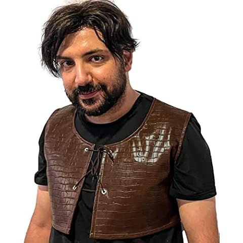ComfyCamper Ogre Vest Costume Adult Men - Clothing Mens Teens Boys - Wizard Pirate Tactical Renaissance Medieval Steampunk Cowboy Safari Forest Peasant Cosplay Halloween - Dark Brown (Medium) Cover