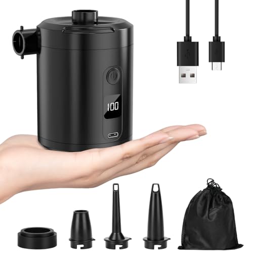 Elektrische Luftpumpe, 5200mAh Wiederaufladbare Akku Luftpumpe Planschbecken Pool Kinder, Mini Luftpumpe Elektrisch Infl...