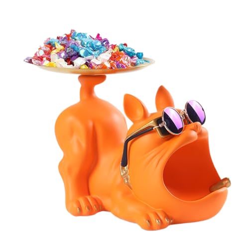 Bandeja llaves bulldog de resina para la entrada y decoración de mesas 2