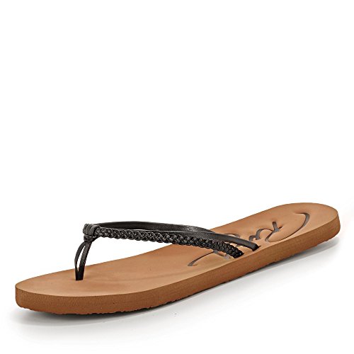 Roxy Womens Cabo Sandal Flip Flop, Black/Brown, 8 Us #TOP26