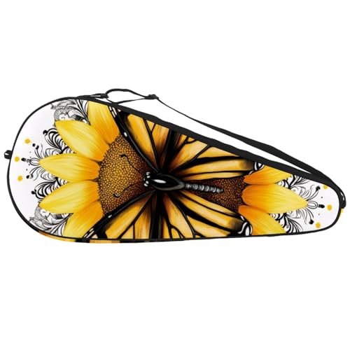 Housse de raquette de tennis rétro fleur de lys avec bandoulière réglable pour débutant