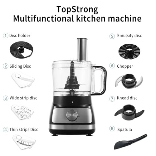 TopStrong 800W Multifunctional Food Processor - 3-in-1, Silver - Image 2