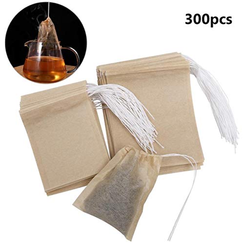 STOBOK 300 Pcs Sacos de Filtro de ChÃ¡ Saquetas de Infusor de ChÃ¡ Vazias Com CordÃ£o ForÃ§ando Saco
