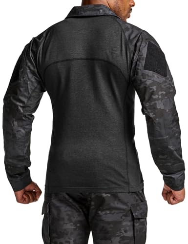 Image of CQR Men's Tactical Combat Shirt, 1 /4 Zip Long Sleeve Breathable Military BDU Training Top for Shooting, Hunting, Range Use