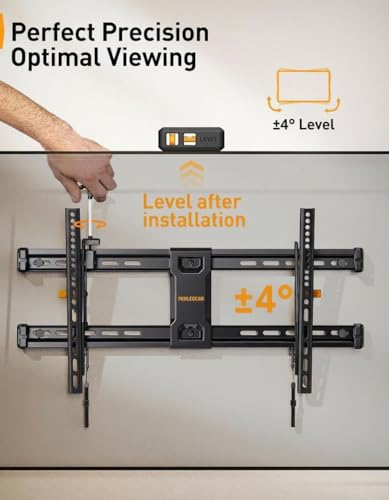 Image of Perlegear Tilting TV Wall Mount for 42-90 Inch TVs with Leveling Adjustment, Low Profile TV Mount up to 132 lbs, Wall Mount Bracket Fits 12 inch /16 inch /18 inch /24 inch Wood Studs, Max VESA 600x400mm, PGLT9