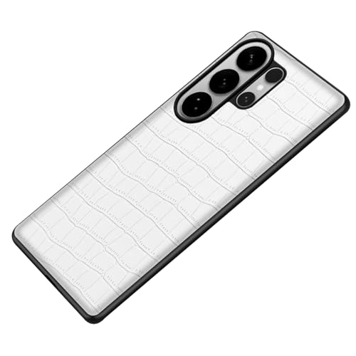 Coque Samsung S26 Ultra en cuir blanc effet crocodile pour une protection fine antichoc