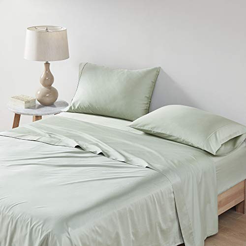 Comfort Spaces Lot de 4 draps en coton égyptien 500 fils, super doux, résistant à la décoloration, élastique tout autour - Drap respirant confortable et anti-microbien King, sauge Cover