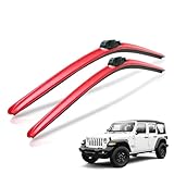 Clix Wipers - Jeep Wrangler & Gladiator (16'/16') Red Windshield Wiper Blades (All Wrangler & Gladiator Models), All-Weather Replacement Wipers-Set of 2, Includes Quick Connect Clips (1997-2025)