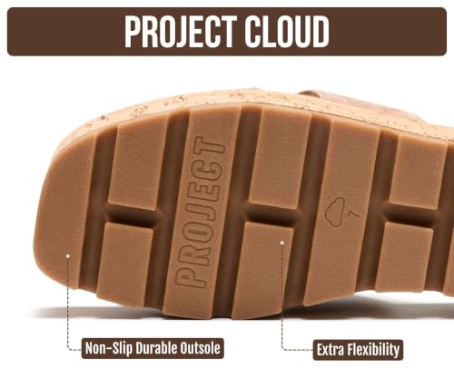 Image of Project Cloud 100% Genuine Leather Wedge Platform Sandals Women Footwear - Memory Foam Insole and Non-Slip Platform Slides for Women - Lightweight Womens Sandals (MILA,SANSUE,10M)