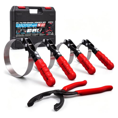 Spurtar 5pcs Swivel Oil Filter Wrench Set 12" Oil Filter