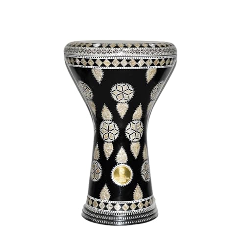 FAMA.store New Gawharet El Fan Drum Darbuka tabla doumbek 17/17.5 inch inlaid mother of pearl with free bag ((Black Space))