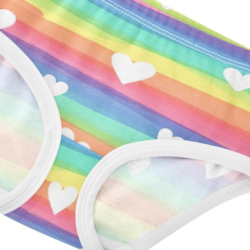Rainbow Stripes White Hearts Girls Underwear Toddler 2t Cotton Panties for Girl Animal Briefs Undies Kids4