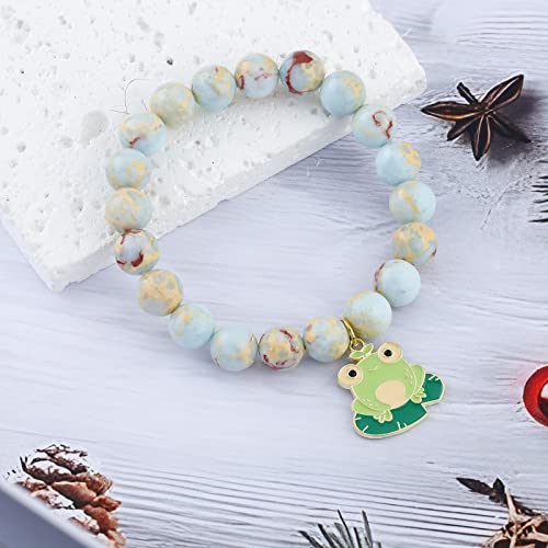 Image of Frog Lover Gift Frog Spirit Animal Gift Frog Bracelet Frog Charm Jewelry Inspiration Gift for Friend