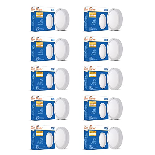 Image of Murphy 22-Watt Slim Round LED Surface Mount Panel Light (Cool White, Pack of 10), No False Ceiling Required