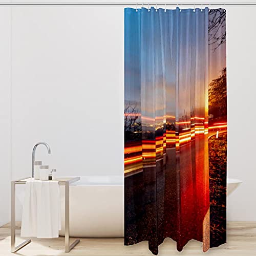 Rideau de douche coloré et imperméable au design coucher de soleil