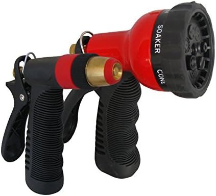 TABOR TOOLS W91A Metal Garden Hose Nozzle Set (2-Piece), 1 Water Pistol Nozzle and 1 Adjustable Shower Head with 7 Spray Patterns. Features Grip Trigger Handles and Flow Control Knob.