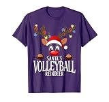 Santa's Volleyball Reindeer Funny XMas Matching PJS T-Shirt