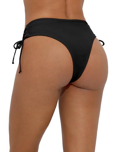 Bonneuitbebe Women's Tie Side Bikini Bottom Cheeky Brazilian Swimwear Bottom with Minimal Coverage3