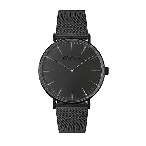 Montre Animus noire aux finitions soignées et boîtier robuste en acier inoxydable foncé